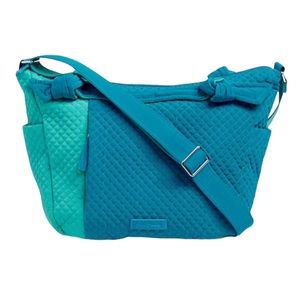 VERA BRADLEY Microfiber Turquoise Blue Teal Green Hadley Satchel Shoulder Bag